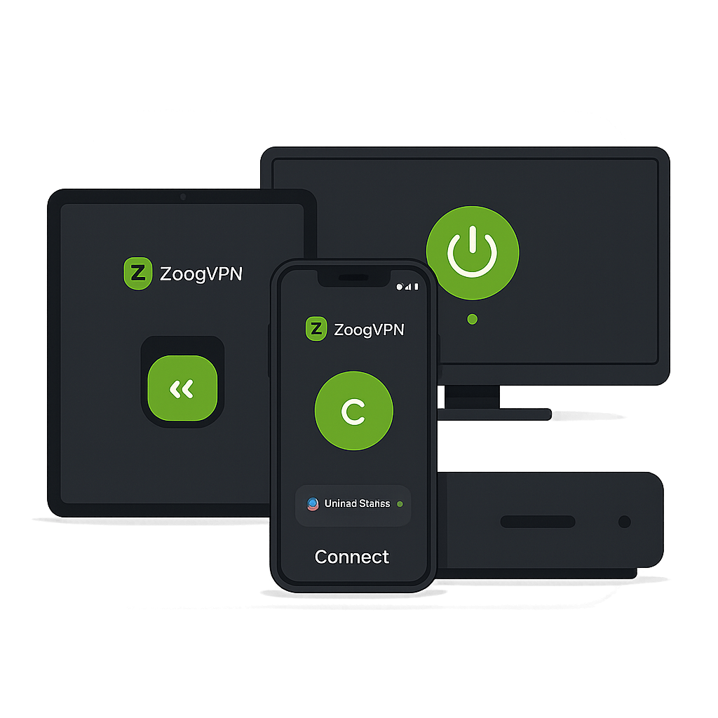 ZoogVPN работает на Android смартфонах, планшетах и ТВ